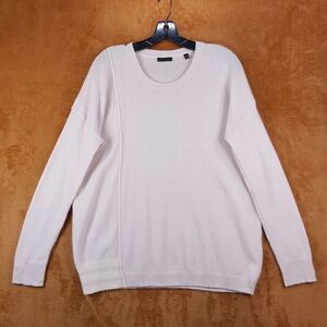 ATM Sweater Womens Medium Pale Pink Pullover Stripe Hem Oversized 100% Cashmere